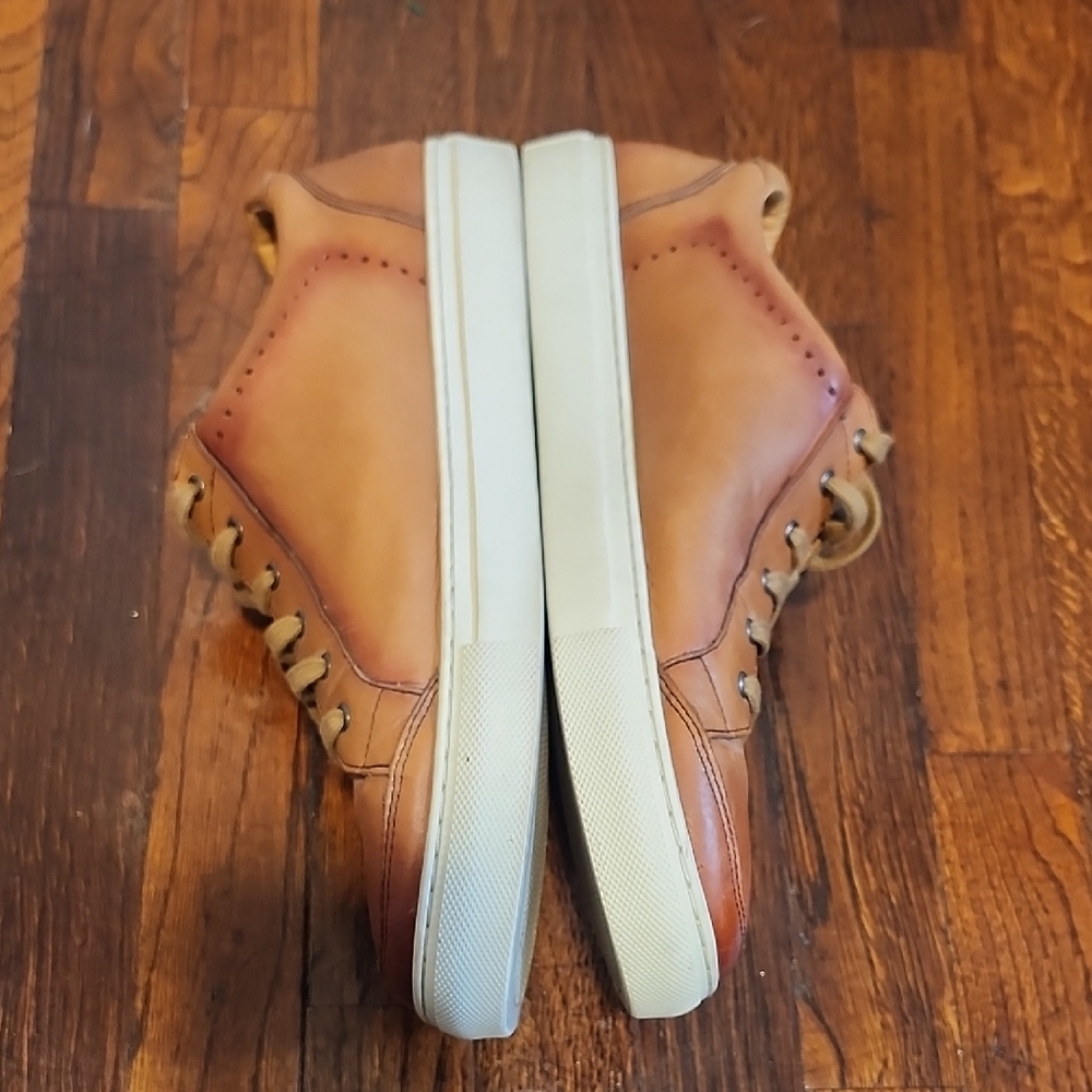 EUC Warfield & Grand Lassey Men Luxury LaceUp Tan Leather Sneakers 10.5 Designer - Picture 10 of 11